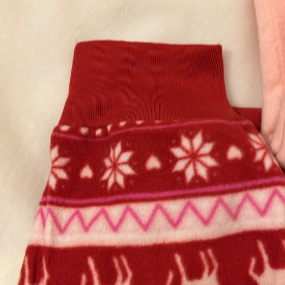 NWOT cuddle duds girls 10/12 fleece pajama set flame resistant pink/red - Picture 6 of 7